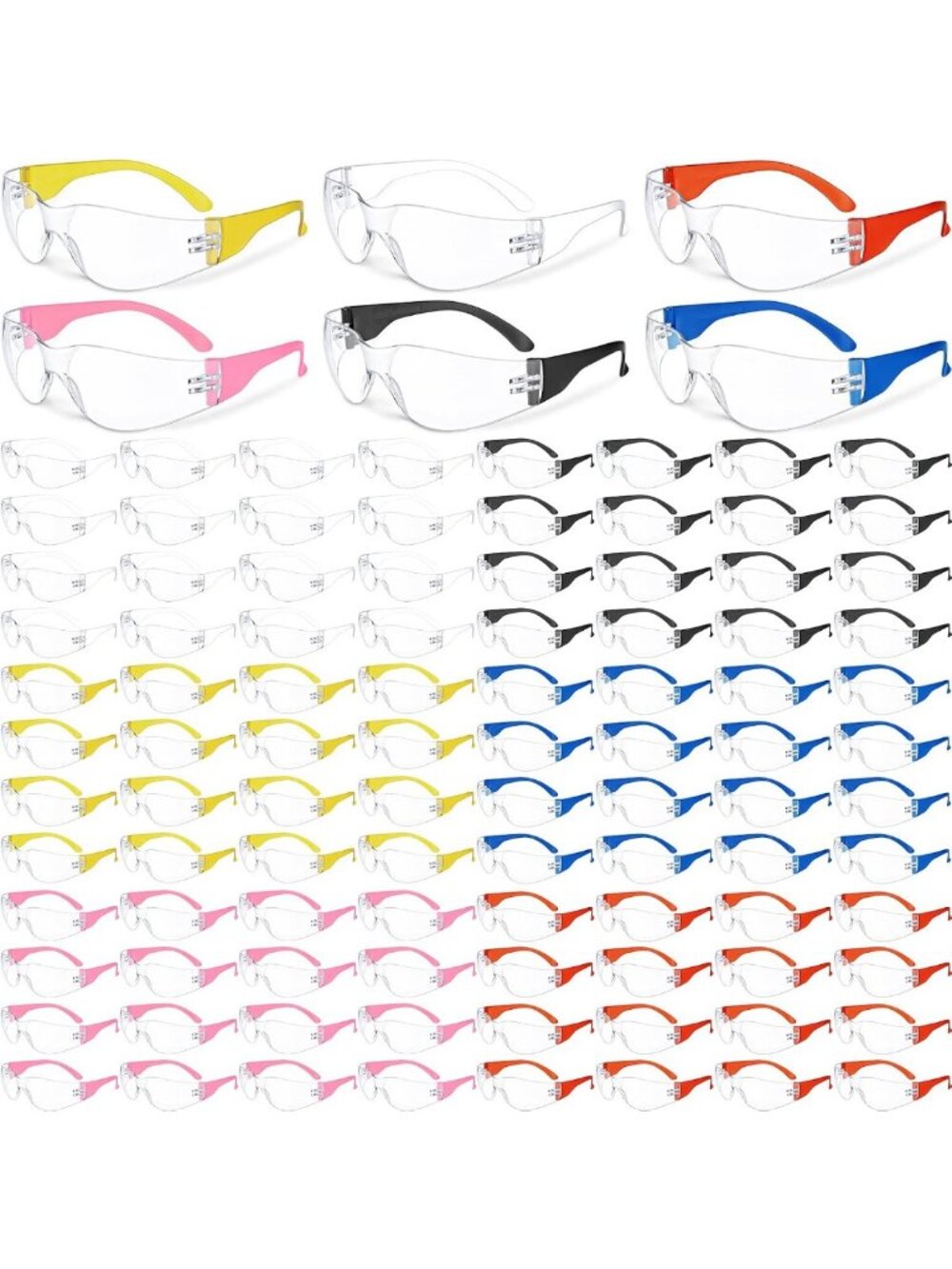 96 Pairs Clear Safety Glasses - Unisex Impact Resistant Protective Eyewear